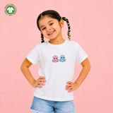 Organic Cotton White Round Neck Octopus Print Half Sleeve T-Shirt for Kids | Unisex