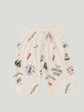 Kidbea Boys Nautical Theme Summer Co-Ord Set | Cotton T-Shirt and Shorts for Kids | White