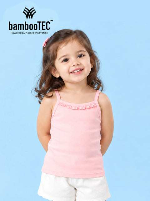 BambooTEC™ Bamboo Girls Camisole – Pink Sleeveless Ruffle Camisole