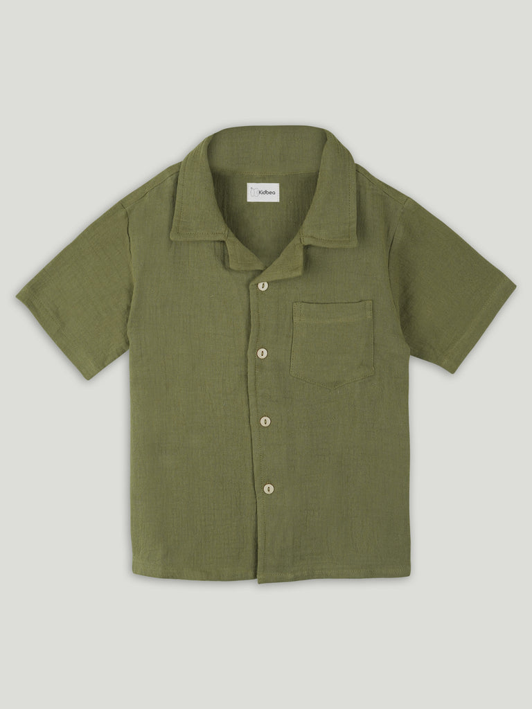 Light  Organic cotton  Shirt & Pant Dark Green Co-ord Set