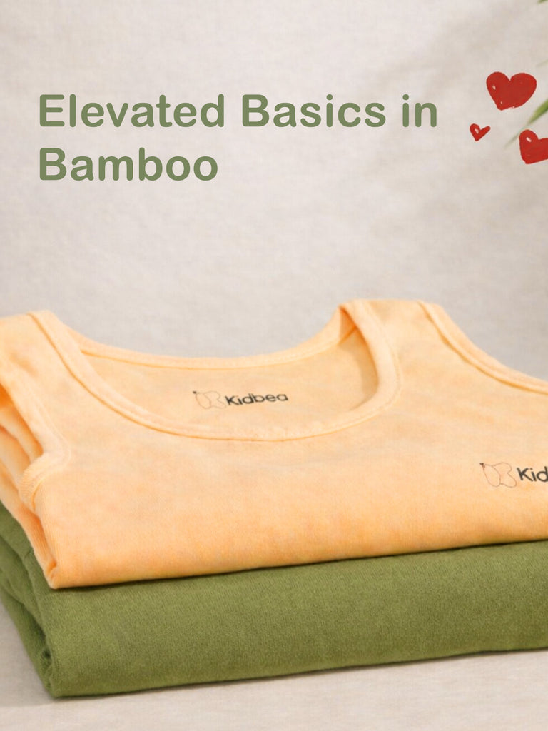 Bamboo Vest for Kids Pack of 2 ( Peach & Olive Green) – Soft, Breathable & innerwear