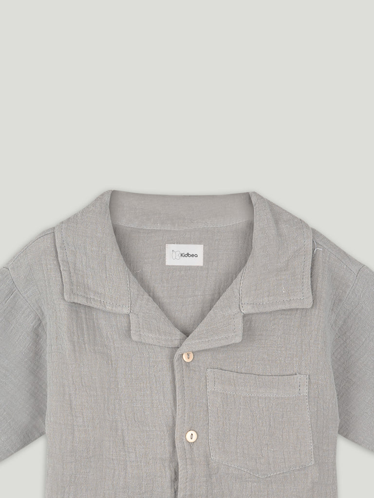 Light  Organic cotton  Shirt & Pant Grey Co-ord Set