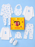 Organic Cotton Baby Gift Set Pack of 7 – Helicopter Print Clothing & Accessories Set