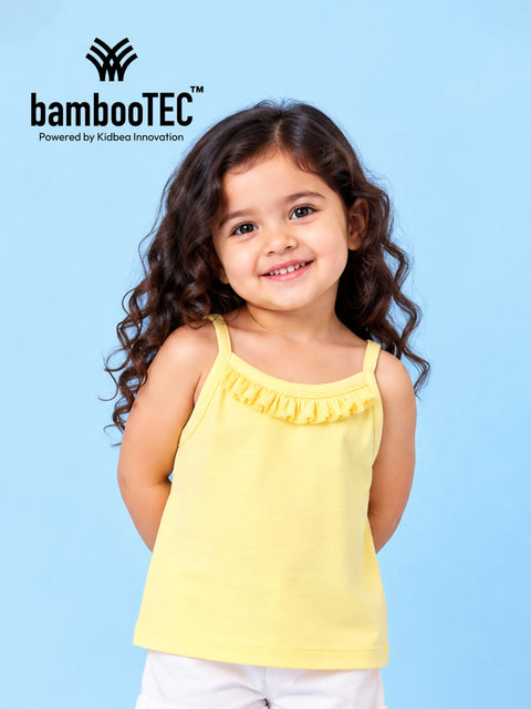 BambooTEC™ Bamboo Girls Camisole – Yellow Sleeveless Ruffle Camisole