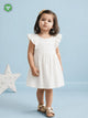 Organic Cotton Girls Flutter Sleeve A-Line Dress - White