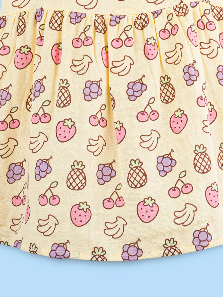 BambooTEC™ Bamboo Muslin Girls Frock – Fruit & Kitty Print | Pack of 2