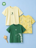 Organic Cotton Boys Dinosaur Print Half Sleeve T-Shirt Combo Pack (Pack of 3)