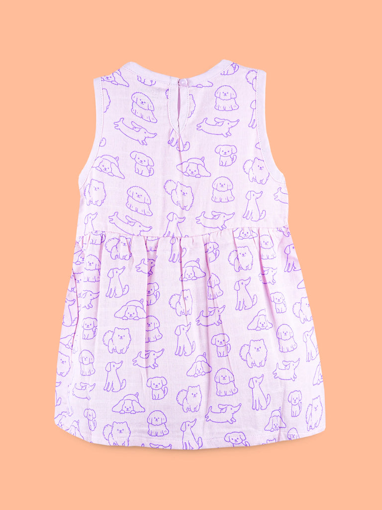 BambooTEC™ Bamboo Muslin Baby Girls Frock Pack of 3 – Cherry, Puppy & Puppy Floral Prints