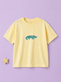 Organic Cotton Cream Crocodile Print Oversized Round Neck Half Sleeve T-Shirt | Unisex
