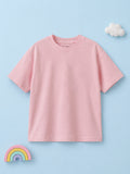 Organic Cotton Pink Round Neck Solid Oversized Half Sleeve T-Shirt | Unisex