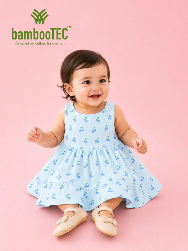 BambooTEC™ Bamboo Muslin Girls Frock – Star & Cherry Print | Pack of 2