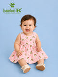 BambooTEC™ Bamboo Muslin Baby Frock – Frog & Floral Print, Soft & Breathable Dress