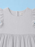 Organic Cotton Girls Frock Pack of 2 – Grey & White Ruffle Frocks