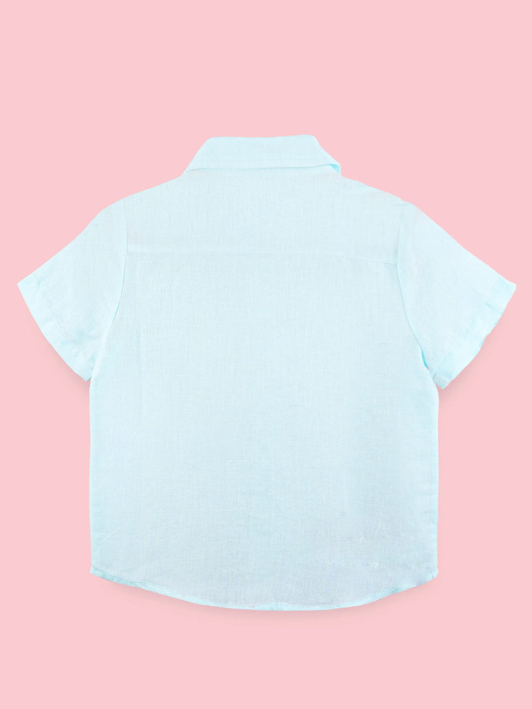 Linen Cotton Boys Shirt Pack of 2 – Light Blue & Yellow Half-Sleeve Shirts