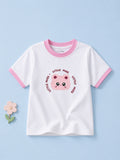 Girls White Organic Cotton Round Neck Little Miss Graphic T-Shirt