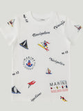 Kidbea Boys Nautical Theme Summer Co-Ord Set | Cotton T-Shirt and Shorts for Kids | White