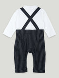 Boys Formal 3-Piece Suit Set – Black Pinstripe Waistcoat, Shirt & Pants with Bow Tie for Kids
