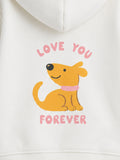 Unisex White Hoodie – Cute Dog Print Full-Sleeve Hooded Sweatshirt