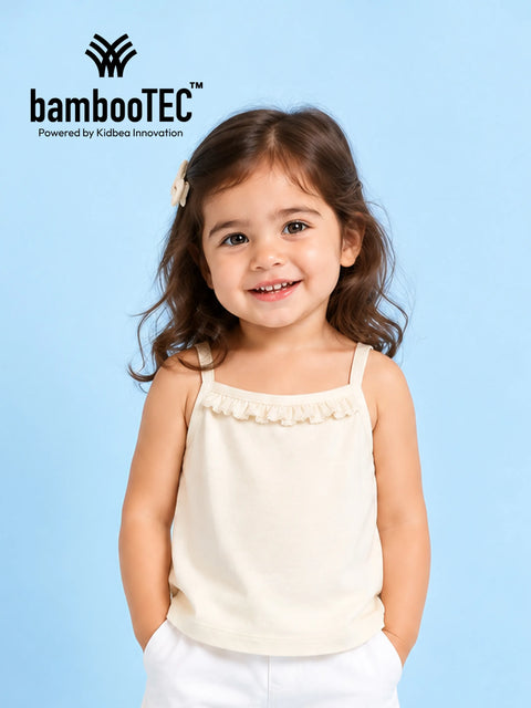 BambooTEC™ Bamboo Girls Camisole – Cream Sleeveless Ruffle Camisole