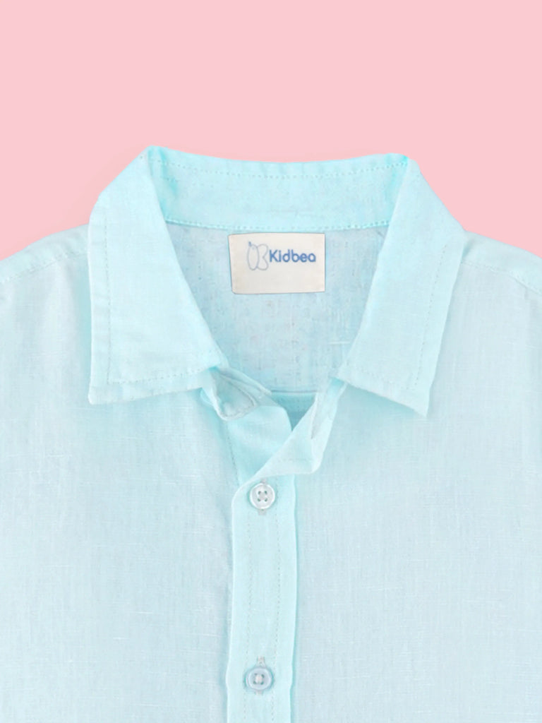 Linen Cotton Boys Shirt Pack of 2 – Light Blue & White Half-Sleeve Shirts