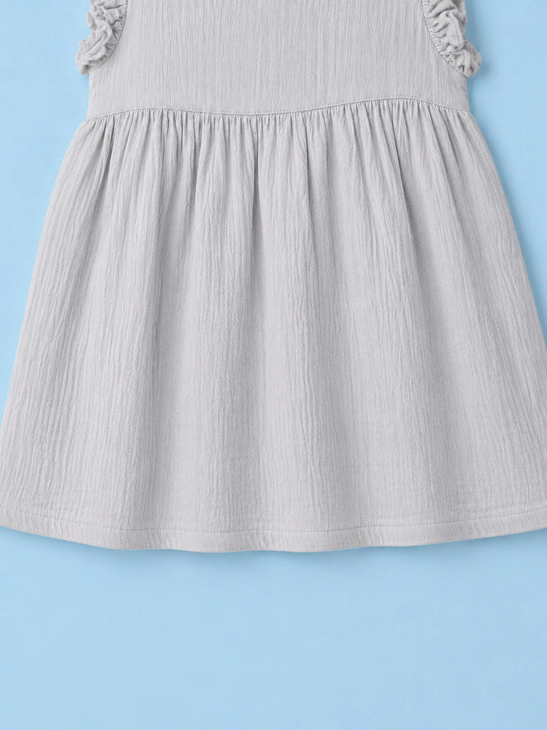 Organic Cotton Girls Frock Pack of 2 – Grey & White Ruffle Frocks