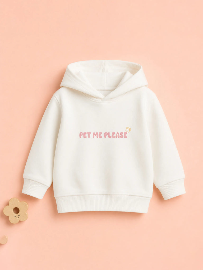 Unisex White Hoodie – Cute Dog Print Full-Sleeve Hooded Sweatshirt