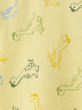 Boys Organic Cotton Yellow Round Neck All-Over Dinosaur Print T-Shirt