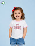 Girls White Organic Cotton Round Neck Little Miss Graphic T-Shirt