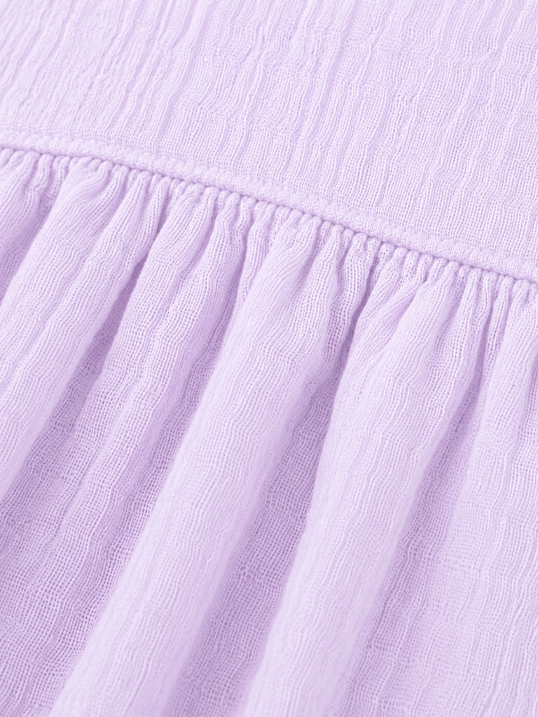 Organic Cotton Girls Frock Pack of 2 – Lavender & Light Pink Tie-Up Ruffle Frocks