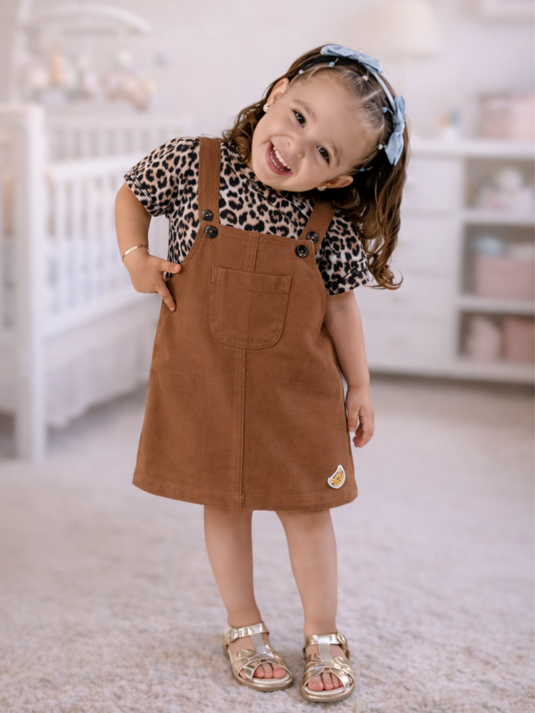Baby Girl Button Strap Dungaree Frock | Dungaree & T-shirt