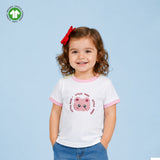 Girls White Organic Cotton Round Neck Little Miss Graphic T-Shirt