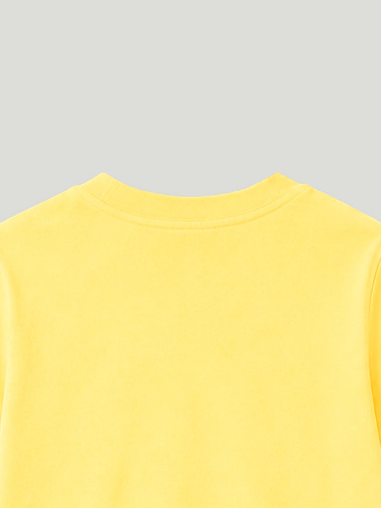 Bamboo Fabric Girls T-Shirt – Soft Breathable Yellow Donut Print Half Sleeve Tee for Kids