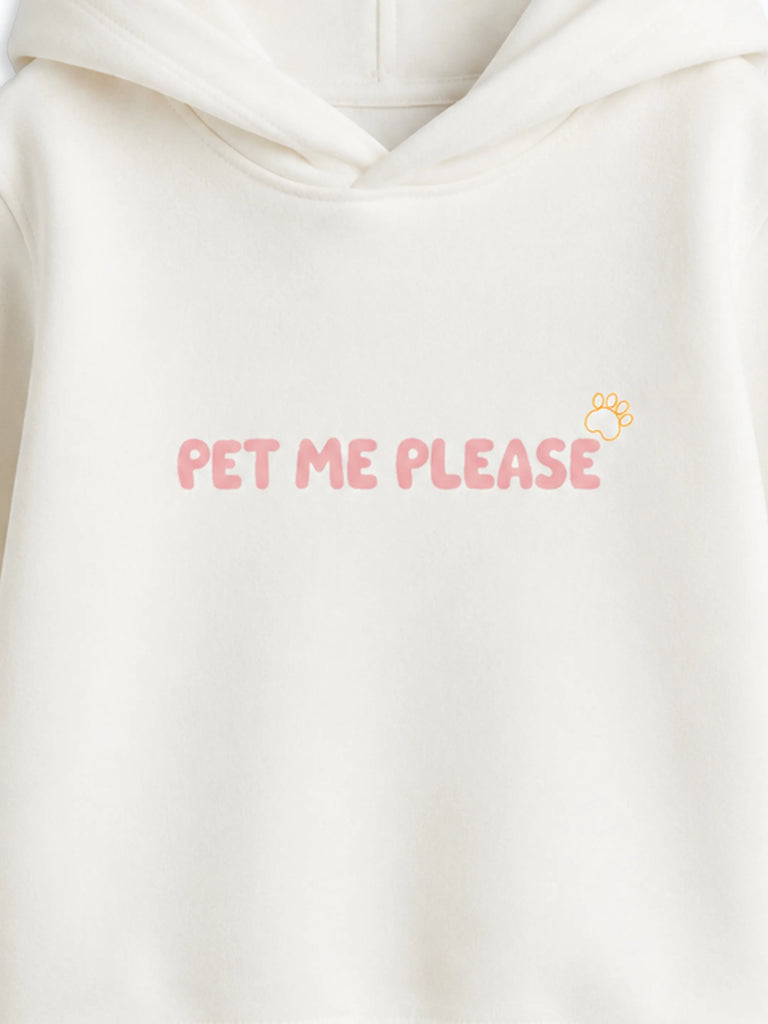 Unisex White Hoodie – Cute Dog Print Full-Sleeve Hooded Sweatshirt