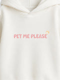 Unisex White Hoodie – Cute Dog Print Full-Sleeve Hooded Sweatshirt
