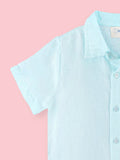 Linen Cotton Boys Shirt Pack of 2 – Light Blue & White Half-Sleeve Shirts