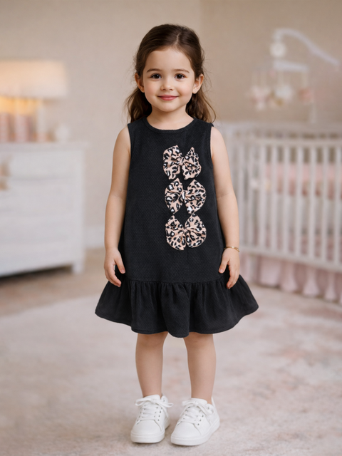 Baby Girl Black Frock with Bow Detail | 100% Organic Cotton