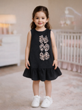 Baby Girl Black Frock with Bow Detail | 100% Organic Cotton