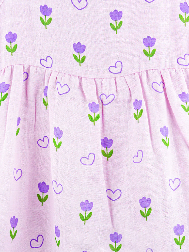 BambooTEC™ Bamboo Muslin Girls Frock – Bunny & Tulip Print | Pack of 2