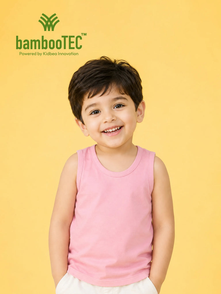 BambooTEC™ Bamboo Kids Vest Pack of 3 – Pink, Blue & Lavender Sleeveless Vests
