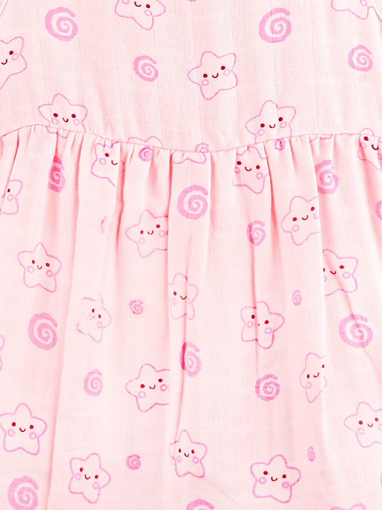 BambooTEC™ Bamboo Muslin Girls Frock – Cute Star & Ice Cream Print | Pack of 2