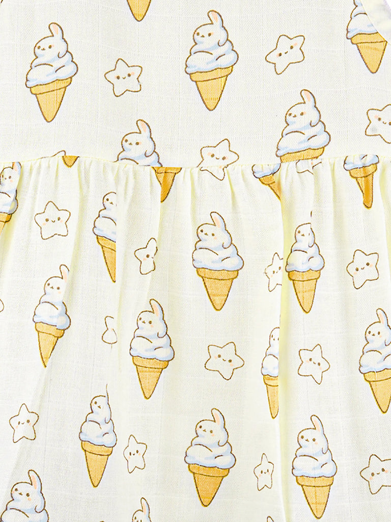 BambooTEC™ Bamboo Muslin Girls Frock – Puppy & Ice Cream Print | Pack of 2