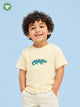 Organic Cotton Cream Crocodile Print Oversized Round Neck Half Sleeve T-Shirt | Unisex