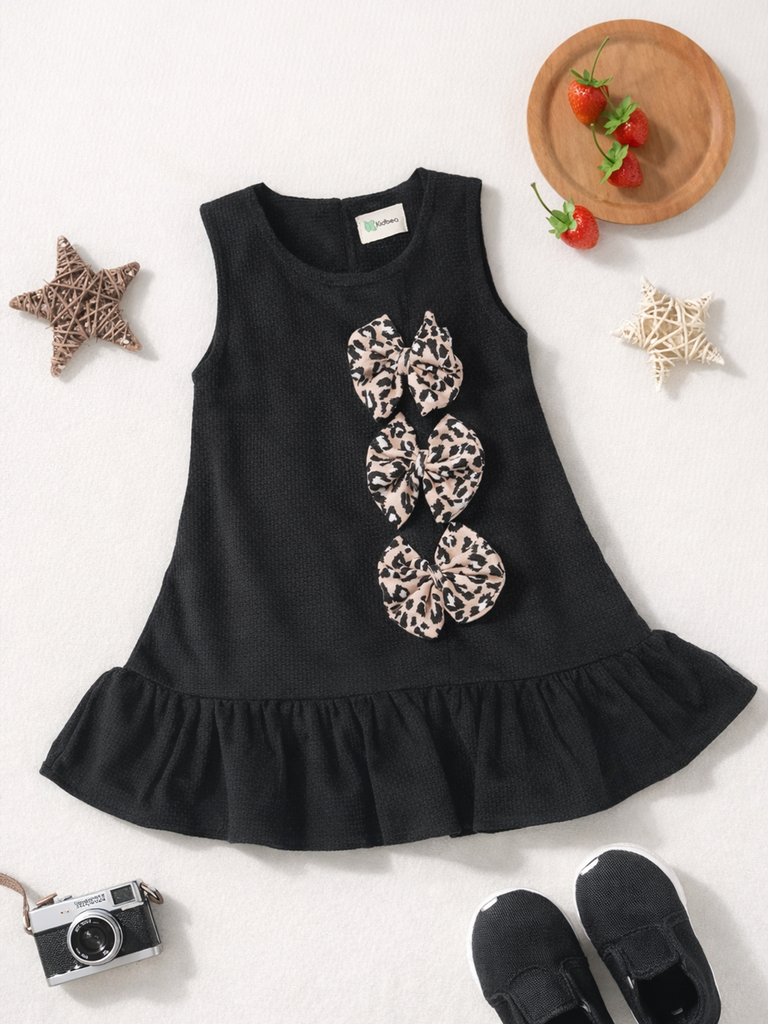 Baby Girl Black Frock with Bow Detail | 100% Organic Cotton