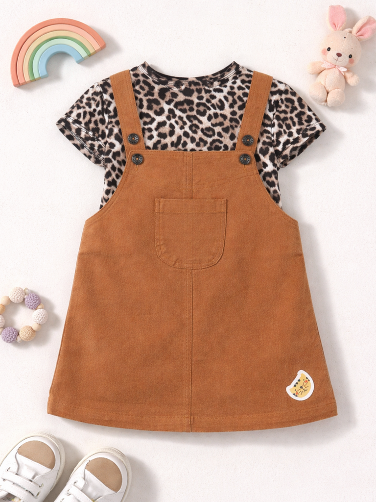 Baby Girl Button Strap Dungaree Frock | Dungaree & T-shirt