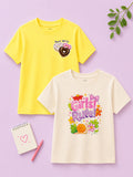 Bamboo Fabric Girls Half Sleeve T-Shirt Pack of 2 – Girls Rule & Donut Graphic Print Soft Summer Tee Set
