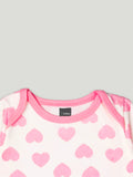 Kidbea 100% Organic cotton baby Pack of 5 onesies Unisex | Strips - Pink, Grey, Heart, Unicorn & Pretzel