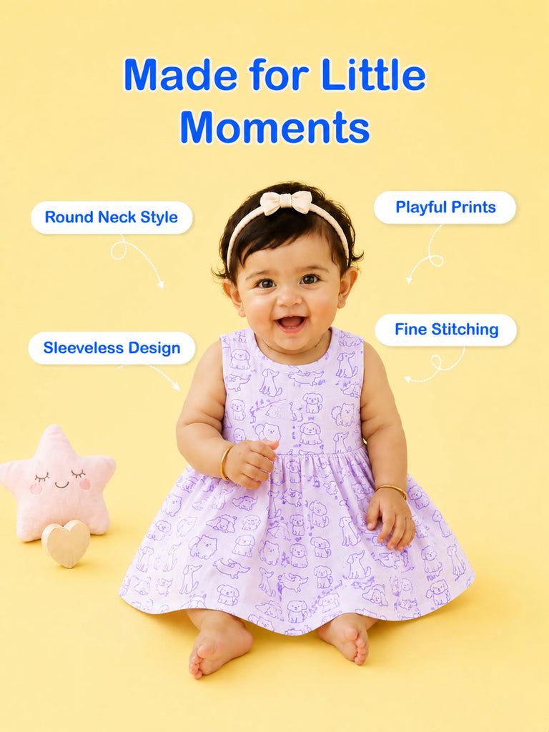 BambooTEC™ Bamboo Muslin Girls Frock – Floral & Puppy Print | Pack of 2