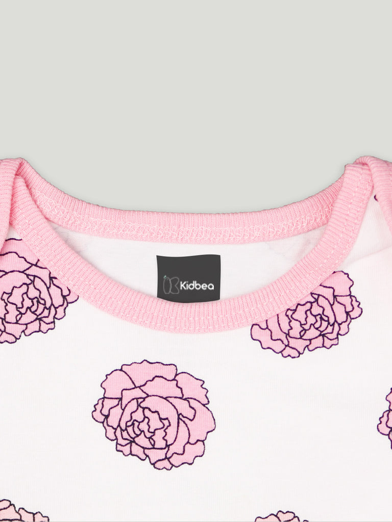 Kidbea 100% Organic cotton baby Pack of 5 onesies Unisex | Strips - Pink, Donut, Dog, Flower & Heart