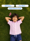 Linen Cotton Girls Shirt Pack of 2 – Pink & Light Blue Half-Sleeve Shirts