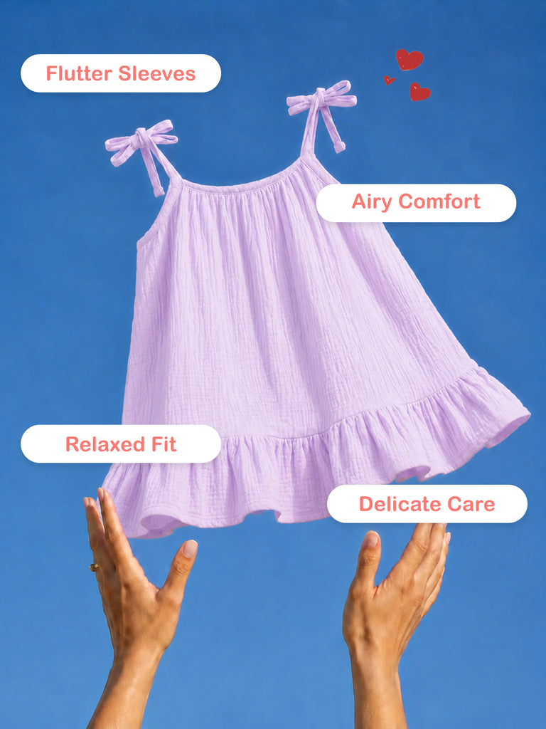 Organic Cotton Girls Frock Pack of 2 – Blue & Lavender Ruffle Frocks